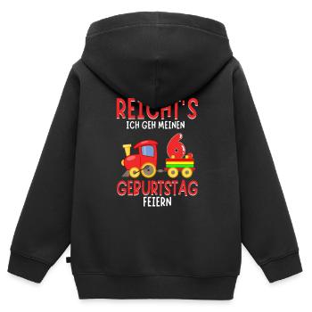 6. Geburtstag Geburtstagsgeschenk mit Eisenbahn - Kinder Premium Organic Zip Hoodie - Schwarz - Hinten - AI Model Kid Male (0cm)