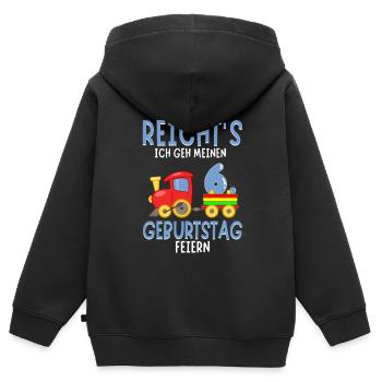 6. Geburtstag Geburtstagsgeschenk mit Eisenbahn - Kinder Premium Organic Zip Hoodie - Schwarz - Hinten - AI Model Kid Male (0cm)