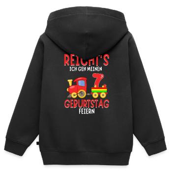 7. Geburtstag Geburtstagsgeschenk mit Eisenbahn - Kinder Premium Organic Zip Hoodie - Schwarz - Hinten - AI Model Kid Male (0cm)
