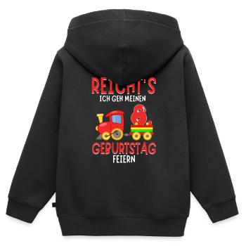 8. Geburtstag Geburtstagsgeschenk mit Eisenbahn - Kinder Premium Organic Zip Hoodie - Schwarz - Hinten - AI Model Kid Male (0cm)