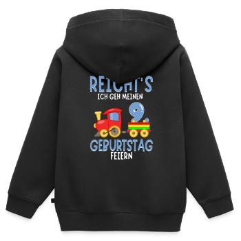 9. Geburtstag Geburtstagsgeschenk mit Eisenbahn - Kinder Premium Organic Zip Hoodie - Schwarz - Hinten - AI Model Kid Male (0cm)