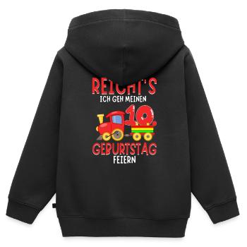 10. Geburtstag Geburtstagsgeschenk mit Eisenbahn - Kinder Premium Organic Zip Hoodie - Schwarz - Hinten - AI Model Kid Male (0cm)