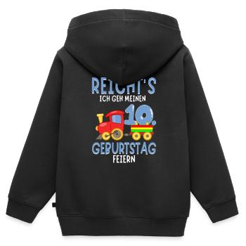 10. Geburtstag Geburtstagsgeschenk mit Eisenbahn - Kinder Premium Organic Zip Hoodie - Schwarz - Hinten - AI Model Kid Male (0cm)