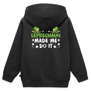 Der Kobold Hat Mich Dazu Gezwungen Leprechaun Ire - Kinder Premium Organic Zip Hoodie - Schwarz - Hinten - AI Model Kid Male (0cm)