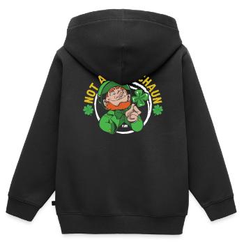 Pas de leprechaun Irlandais St Patrick Leprechaun Irlandais - Sweat Premium à capuche zippé enfant bio - noir - Dos - AI Model Kid Male (0cm)