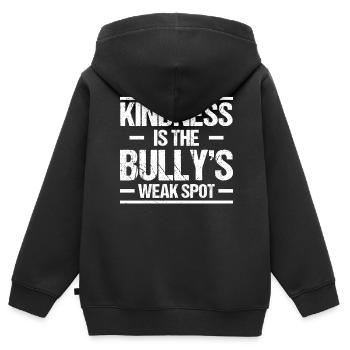 Freundlichkeit Ist Die Schwachstelle Des Mobbers - Kinder Premium Organic Zip Hoodie - Schwarz - Hinten - AI Model Kid Male (0cm)