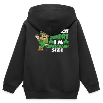 Je ne suis pas petit j’ai la taille de lutin irlandais - Sweat Premium à capuche zippé enfant bio - noir - Dos - AI Model Kid Male (0cm)
