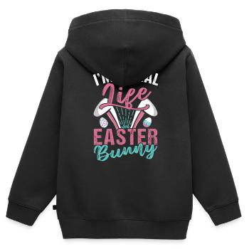 Ich Bin Ein Echter Osterhase Ostern Osterfest - Kinder Premium Organic Zip Hoodie - Schwarz - Hinten - AI Model Kid Male (0cm)