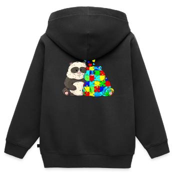 Autismus Geschenk Autist Asperger ADHS Autism - Kinder Premium Organic Zip Hoodie - Schwarz - Hinten - AI Model Kid Male (0cm)