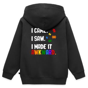 Autisme - Sweat Premium à capuche zippé enfant bio - noir - Dos - AI Model Kid Male (0cm)