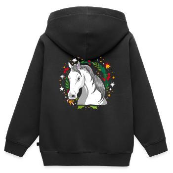 Ugly Christmas Pferd Horse Strick Xmas Christkind - Kinder Premium Organic Zip Hoodie - Schwarz - Hinten - AI Model Kid Male (0cm)