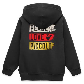 Peace Love Piccolo Fanfare - Sweat Premium à capuche zippé enfant bio - noir - Dos - AI Model Kid Male (0cm)