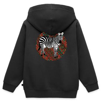 Zebra Tshirt in Afrika Pferd Safari - Kinder Premium Organic Zip Hoodie - Schwarz - Hinten - AI Model Kid Male (0cm)