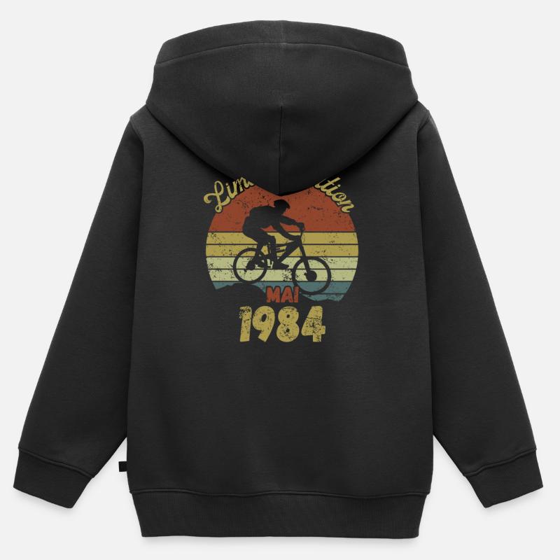 Anniversaire Vélo Vélo Mai 1984 - Sweat Premium à capuche zippé enfant bio - noir