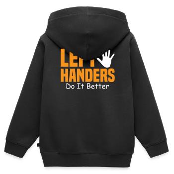 Gauchers gauchers le font mieux - Gaucher - Sweat Premium à capuche zippé enfant bio - noir - Dos - AI Model Kid Male (0cm)