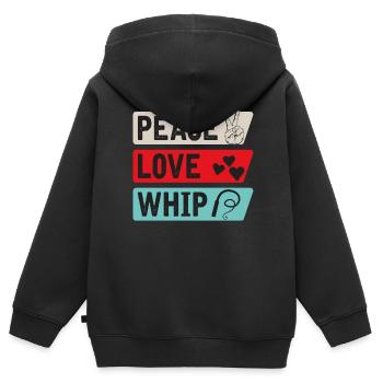 Peace Love Whip Music Instruments - Kids Premium Organic Zip-up Hoodie - black - Back - AI Model Kid Male (0cm)