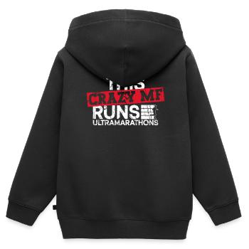 Dieser verrückte läuft Ultramarathons - Kinder Premium Organic Zip Hoodie - Schwarz - Hinten - AI Model Kid Male (0cm)