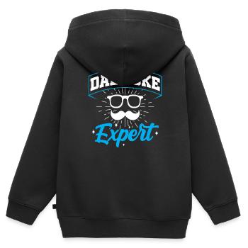 Papa Blague Papa Blagues Père - Sweat Premium à capuche zippé enfant bio - noir - Dos - AI Model Kid Male (0cm)