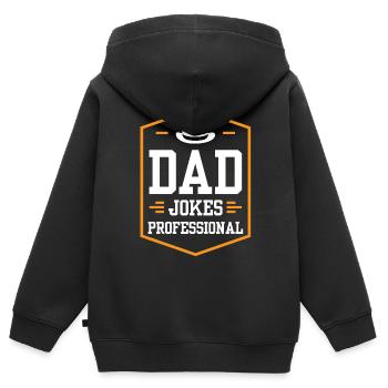 Papa Blague Papa Blague Père Blagues - Sweat Premium à capuche zippé enfant bio - noir - Dos - AI Model Kid Male (0cm)