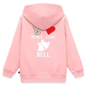 Peace Love Bell Musical Instrument - Kinder Premium Organic Zip Hoodie - Rosa - Hinten - AI Model Kid Female (0cm)