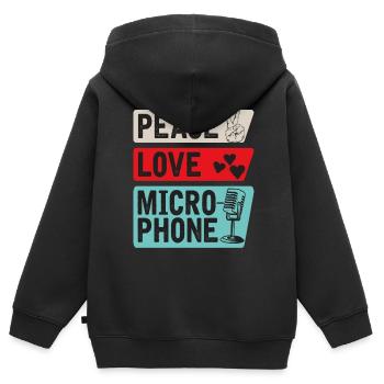 Peace Love Microphone Music Instrument - Kinder Premium Organic Zip Hoodie - Schwarz - Hinten - AI Model Kid Male (0cm)