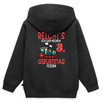 3. Geburtstag Geburtstagsgeschenk mit Eisenbahn - Kinder Premium Organic Zip Hoodie - Schwarz - Hinten - AI Model Kid Male (0cm)