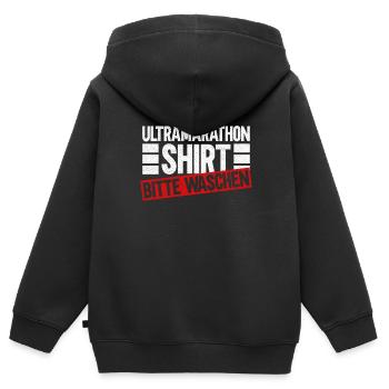 Ultramarathon Shirt Bitte Waschen - Ultramarathon - Kinder Premium Organic Zip Hoodie - Schwarz - Hinten - AI Model Kid Male (0cm)