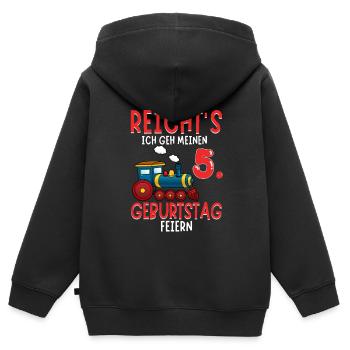 5. Geburtstag Geburtstagsgeschenk mit Eisenbahn - Kinder Premium Organic Zip Hoodie - Schwarz - Hinten - AI Model Kid Male (0cm)