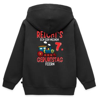 7. Geburtstag Geburtstagsgeschenk mit Eisenbahn - Kinder Premium Organic Zip Hoodie - Schwarz - Hinten - AI Model Kid Male (0cm)
