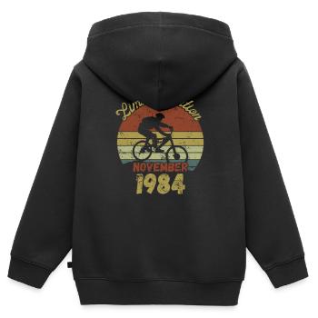 Birthday Bicycle Bike Novermber 1984 - Kids Premium Organic Zip-up Hoodie - black - Back - AI Model Kid Male (0cm)