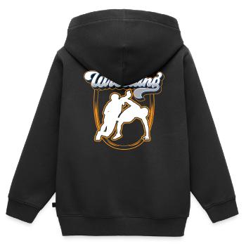 Lutte Lutte Lutte Lutteur - Sweat Premium à capuche zippé enfant bio - noir - Dos - AI Model Kid Male (0cm)