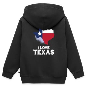 J’adore la fierté texane des dictons texans - Sweat Premium à capuche zippé enfant bio - noir - Dos - AI Model Kid Male (0cm)