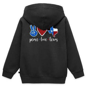 Paix Amour Texas Pride Texan Texan - Sweat Premium à capuche zippé enfant bio - noir - Dos - AI Model Kid Male (0cm)