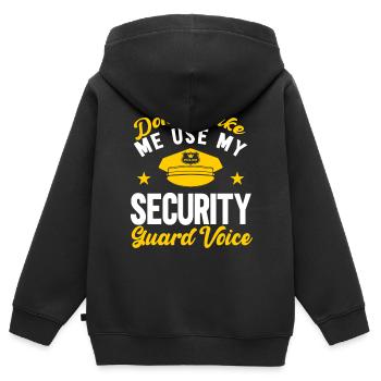 Ma voix de sécurité - Sweat Premium à capuche zippé enfant bio - noir - Dos - AI Model Kid Male (0cm)