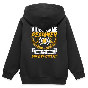 Video Game Designer - Kinder Premium Organic Zip Hoodie - Schwarz - Hinten - AI Model Kid Male (0cm)