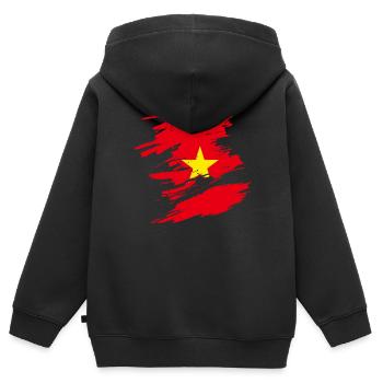 Vietnam - Kinder Premium Organic Zip Hoodie - Schwarz - Hinten - AI Model Kid Male (0cm)