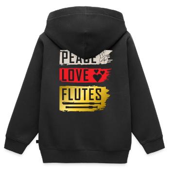 Peace Love Flutes Falutist Flute Players - Kinder Premium Organic Zip Hoodie - Schwarz - Hinten - AI Model Kid Male (0cm)