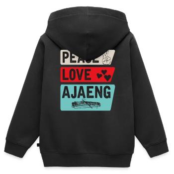 Paix Amour Ajaeng - Sweat Premium à capuche zippé enfant bio - noir - Dos - AI Model Kid Male (0cm)