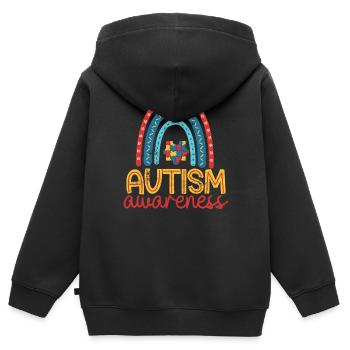 ADHD AUTIST DISABLED SYNDROME LOVE CONSCIOUS SAYING - Kids Premium Organic Zip-up Hoodie - black - Back - AI Model Kid Male (0cm)