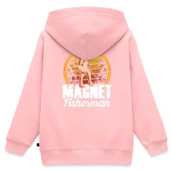 Magnet Pêcheur Aimant Pêche magnétique - Sweat Premium à capuche zippé enfant bio - rose - Dos - AI Model Kid Female (0cm)