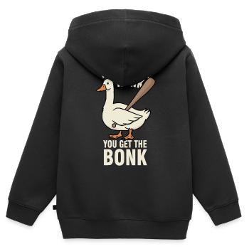 Geese Meme Mess With The Honk You Get The Bonk - Sweat Premium à capuche zippé enfant bio - noir - Dos - AI Model Kid Male (0cm)