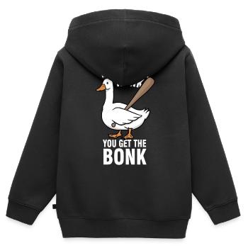 Geese Meme Mess With The Honk You Get The Bonk - Sweat Premium à capuche zippé enfant bio - noir - Dos - AI Model Kid Male (0cm)