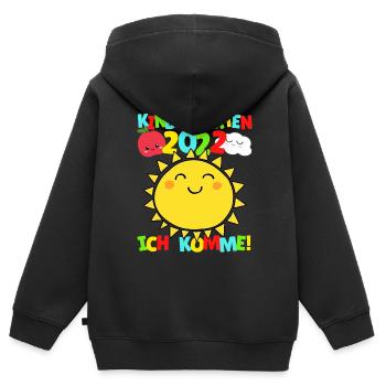 Kindergarten ich komme Sonne Kindergartenkind 2022 - Kinder Premium Organic Zip Hoodie - Schwarz - Hinten - AI Model Kid Male (0cm)