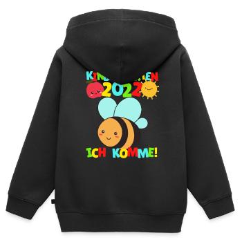 Kindergarten ich komme Biene Kindergartenkind 2022 - Kinder Premium Organic Zip Hoodie - Schwarz - Hinten - AI Model Kid Male (0cm)