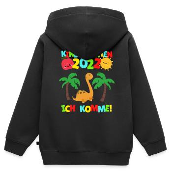 Kindergarten ich komme Dino Kindergartenkind 2022 - Kinder Premium Organic Zip Hoodie - Schwarz - Hinten - AI Model Kid Male (0cm)