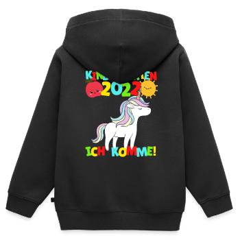 Kindergarten ich komme Einhorn Kindergartenkind - Kinder Premium Organic Zip Hoodie - Schwarz - Hinten - AI Model Kid Male (0cm)