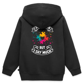 Autismus Geschenk Autist Asperger ADHS Autism - Kinder Premium Organic Zip Hoodie - Schwarz - Hinten - AI Model Kid Male (0cm)