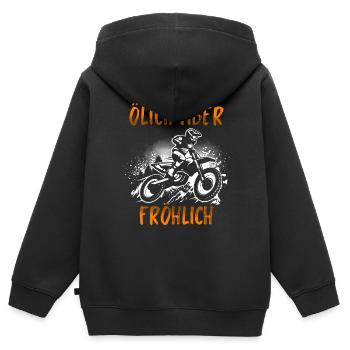 Motocross Geschenk Für Enduro Supermoto Dirt Bike - Kinder Premium Organic Zip Hoodie - Schwarz - Hinten - AI Model Kid Male (0cm)
