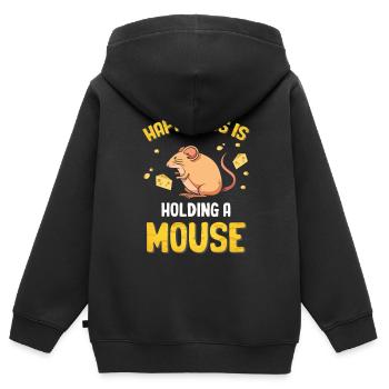 Souris Souris Cadeau Rat Rongeur Souris Souris Lousemaus - Sweat Premium à capuche zippé enfant bio - noir - Dos - AI Model Kid Male (0cm)