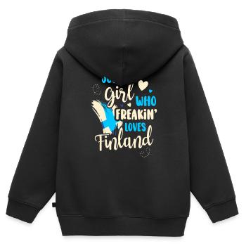 Finlande - Sweat Premium à capuche zippé enfant bio - noir - Dos - AI Model Kid Male (0cm)